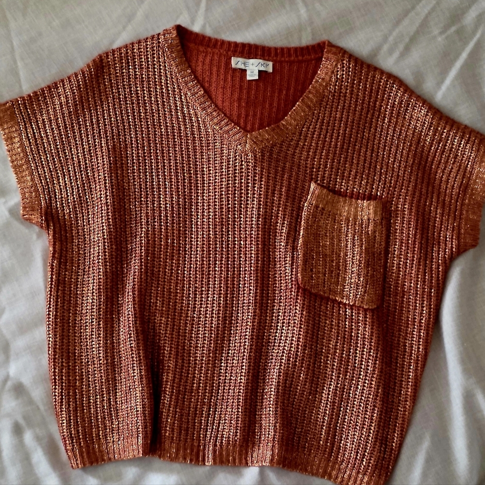 She Sky Copper V-Neck Sweater